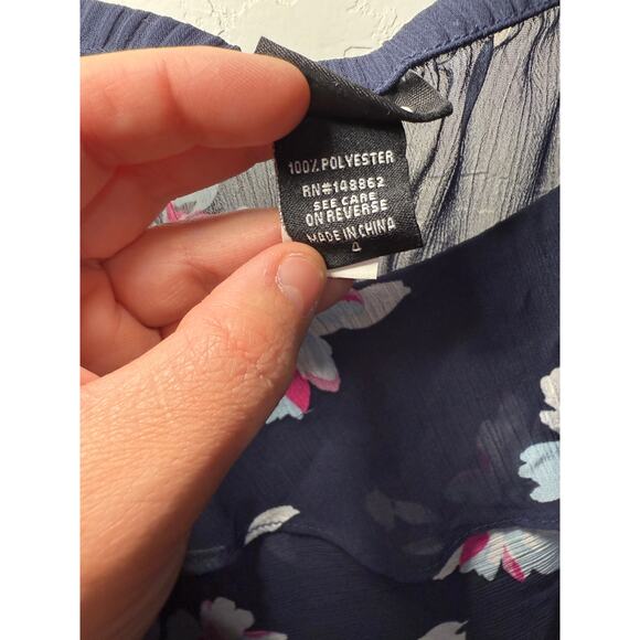 Torrid navy floral chiffon layered ruffle tank top womens 4X fairy career office - Picture 5 of 11